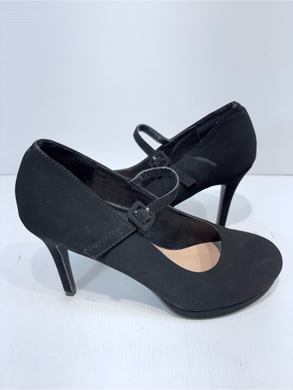 Ardene Black Mary Jane Stiletto Heel Pumps, Round Toe, Ankle Strap - Size 9